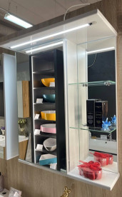 Зеркальный шкаф Fancy Marble ШЗ-8 LED 58х26 см с подсветкой ДСП/МДФ белый 23107012200