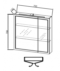 Зеркальный шкаф Kolpa-san Blanche TOB 70 подвесной 70х70 см с подсветкой ДСП антрацит 561820