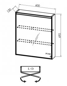 Зеркальный шкаф Kolpa-san Donna TOD 60 подвесной 60х69 см МДФ черный 528850