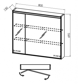 Зеркальный шкаф Kolpa-san Donna TOD 80 подвесной 80х69 см МДФ бежевый 528840