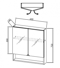 Дзеркальна шафа Kolpa-san Evelin TOE 65 підвісна 65х70 см ДСП біла 573960