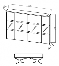 Дзеркальна шафа Kolpa-san Tara TO 110 підвісна 110.4х71.8 см з підсвічуванням ДСП сатин дуб 528470