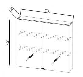 Дзеркальна шафа Kolpa-san Viva TOV 70 підвісна 70Х62 см ДСП біла 505460