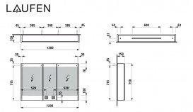 Дзеркальна шафа Laufen Frame 25 120х15х75 см із сенсорним вимикачем алюміній H4088549001441