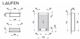 Зеркальный шкаф Laufen Frame 25 45х15х75 см петли слева глянцевый белый H4083219001451