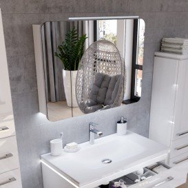 Зеркальный шкаф Marsan Adele-4 подвесной 110х65 см МДФ белый Adele4-110х65white