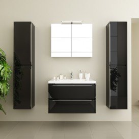 Зеркальный шкаф Marsan Therese-3 подвесной 65х100 см МДФ черный THERESE3-100черный