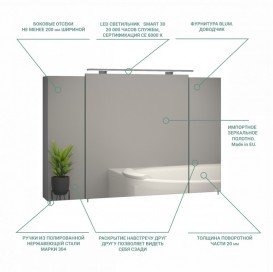 Зеркальный шкаф Sanwerk Everest 100х11,4 см без подсветки ЛДСП серый MV0000778