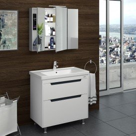 Дзеркальна шафа Sanwerk Everest Zoom 80х11,4 см без підсвічування ЛДСП сірий MV0000744