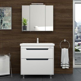 Дзеркальна шафа Sanwerk Everest Zoom 80х11,4 см без підсвічування ЛДСП сірий MV0000744