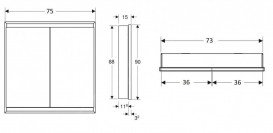 Дзеркальна шафка для ванної кімнати Geberit One 75x90x15 см зі світлодіодним підсвічуванням алюміній білий 505.802.00.2