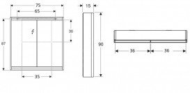 Дзеркальна шафка для ванної кімнати Geberit One 75x90x15 см зі світлодіодним підсвічуванням алюміній білий 505.812.00.2