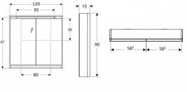 Зеркальный шкафчик для ванной комнаты Geberit One 120x90x15 см со светодиодной подсветкой алюминий белый 505.815.00.2