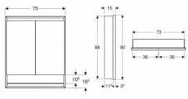 Дзеркальна шафка для ванної кімнати Geberit One 75x90x15 см з нішою та світлодіодним підсвічуванням алюміній 505.822.00.1