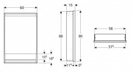 Дзеркальна шафка для ванної кімнати Geberit One 60x90x15 см з нішою та світлодіодним підсвічуванням алюміній 505.820.00.1