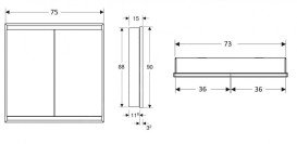 Дзеркальна шафка Geberit One 75x90x15 см із підсвічуванням алюміній чорний матовий 505.802.00.7