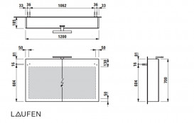 Дзеркальна шафка Laufen Base 120 см з підсвічуванням МДФ/ДСП світлий в'яз H4029021102621