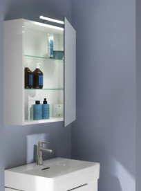 Дзеркальна шафка Laufen Base 60 см петлі з підсвічуванням МДФ/ДСП білий глянцевий H4027521102611