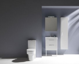 Дзеркальна шафка Laufen Base 60 см петлі з підсвічуванням МДФ/ДСП білий глянцевий H4027521102611