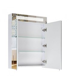 Зеркальный шкафчик Мойдодыр Лагуна ЗШ-60 62,5х82 см с LED-подсветкой ДСП белый глянец 00-00002879