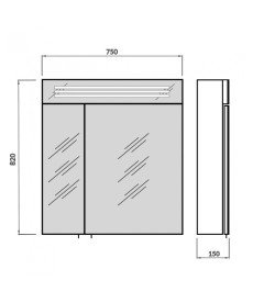 Дзеркальна шафка Мийдодир Лагуна ЗШ-80 75х82 см з LED-підсвічуванням ДСП білий глянець 00-00002880