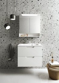 Зеркальный шкафчик Ravak Classic II 60х14х76 см с LED-подсветкой МДФ белый глянец X000001469