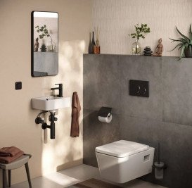 Дзеркало для ванної Hansgrohe Xarita Lite Q 36х70 см з горизонтальним LED-підсвічуванням чорний матовий 54955670