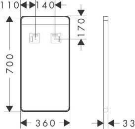 Дзеркало для ванної Hansgrohe Xarita Lite Q 36х70 см з горизонтальним LED-підсвічуванням чорний матовий 54955670