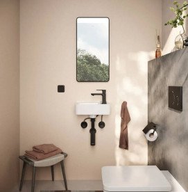 Дзеркало для ванної Hansgrohe Xarita Lite Q 36х70 см з горизонтальним LED-підсвічуванням чорний матовий 54955670