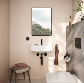 Дзеркало для ванної Hansgrohe Xarita Lite Q 50х70 см із горизонтальним LED-підсвічуванням чорний матовий 54956670