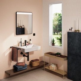 Дзеркало для ванної Hansgrohe Xarita Lite Q 60х70 см із горизонтальним LED-підсвічуванням чорний матовий 54957670