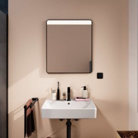 Дзеркало для ванної Hansgrohe Xarita Lite Q 60х70 см із горизонтальним LED-підсвічуванням чорний матовий 54957670