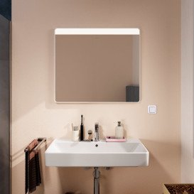 Дзеркало для ванної Hansgrohe Xarita Lite Q 80х70 см з горизонтальним LED-підсвічуванням білий матовий 54958700