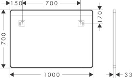 Дзеркало для ванної Hansgrohe Xarita Lite Q 100х70 см із горизонтальним LED-підсвічуванням чорний матовий 54959670
