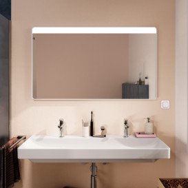 Зеркало для ванной Hansgrohe Xarita Lite Q 120х70 см с горизонтальной LED-подсветкой белый матовый 54960700