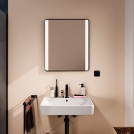 Зеркало для ванной Hansgrohe Xarita Lite Q 60х70 см с боковой LED-подсветкой черный матовый 54962670