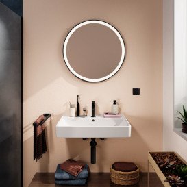 Дзеркало для ванної Hansgrohe Xarita Lite S ⌀70 см з круговим LED-підсвічуванням чорний матовий 54966670