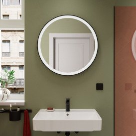 Дзеркало для ванної Hansgrohe Xarita Lite S ⌀70 см з круговим LED-підсвічуванням чорний матовий 54966670