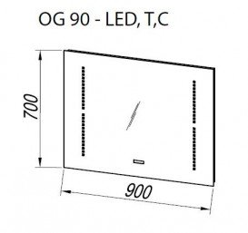 Зеркало для ванной Kolpa-San Nayra OG 90 с подсветкой и часами 507800