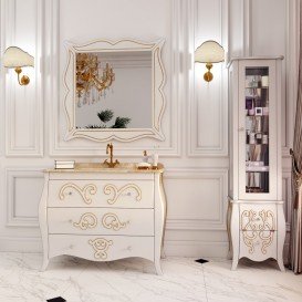 Дзеркало для ванної Marsan Arlette 100х100 см білий/золото Arlette100х100gold