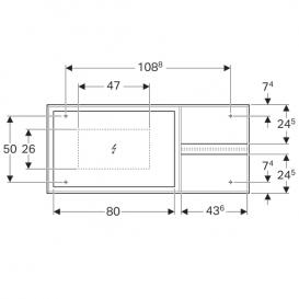 Зеркало Geberit Citterio 133.4х58.4 см с подсветкой и боковой полкой бежевый дуб/меламин древесная структура 500.571.JI.1