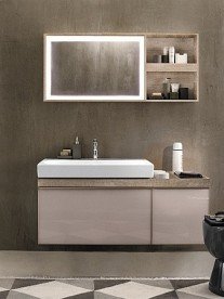 Зеркало Geberit Citterio 133.4х58.4 см с подсветкой и боковой полкой бежевый дуб/меламин древесная структура 500.571.JI.1