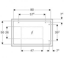 Зеркало Geberit Citterio 88.4х58.4 см с подсветкой бежевый дуб/меламин древесная структура 500.572.JI.1