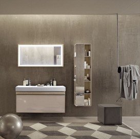 Зеркало Geberit Citterio 88.4х58.4 см с подсветкой бежевый дуб/меламин древесная структура 500.572.JI.1