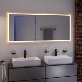 Зеркало Hansgrohe Xarita E 160,6х70,6 см с LED-подсветкой и датчиком прикосновения белый матовый 54983700