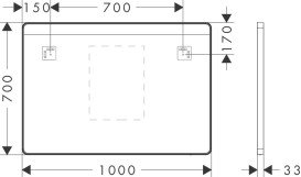 Зеркало Hansgrohe Xarita Lite Q 100х70 см с горизонтальной LED-подсветкой и ИК-датчиком черный матовый 54972670