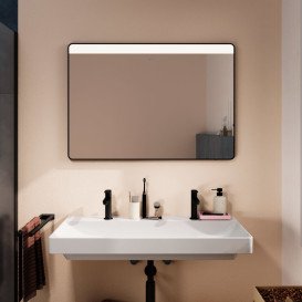 Зеркало Hansgrohe Xarita Lite Q 100х70 см с горизонтальной LED-подсветкой и ИК-датчиком черный матовый 54972670