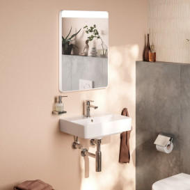Зеркало Hansgrohe Xarita Lite Q 50х70 см с горизонтальной LED-подсветкой и ИК-датчиком белый матовый 54969700