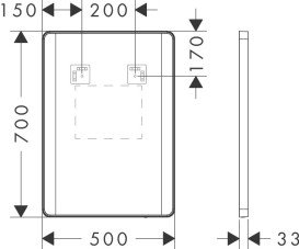 Дзеркало Hansgrohe Xarita Lite Q 50х70 см з боковим LED-підсвічуванням та ІЧ-датчиком чорний матовий 54974670