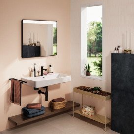 Дзеркало Hansgrohe Xarita Lite Q 80х70 см з горизонтальним LED-підсвічуванням та ІЧ-датчиком чорний матовий 54971670